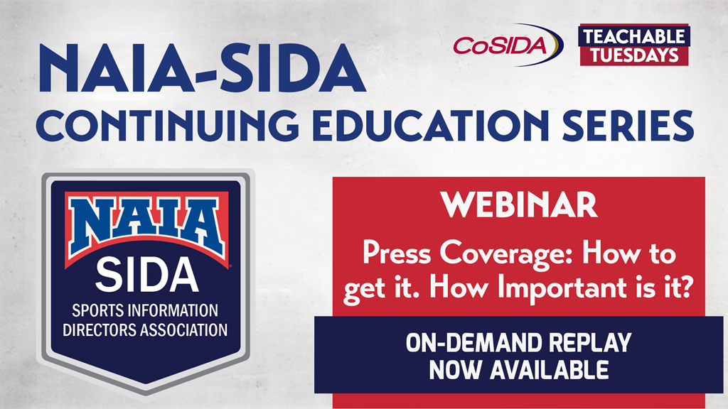 ON-DEMAND WEBINAR: NAIA-SIDA Continuing Education Webinar: Press Coverage: How to get it. How Important is it?